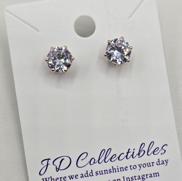 Swarovski Jewelry - Swarovski Crystal Elements Rose Gold Stud Earrings Clear Prom Bridal Casual
